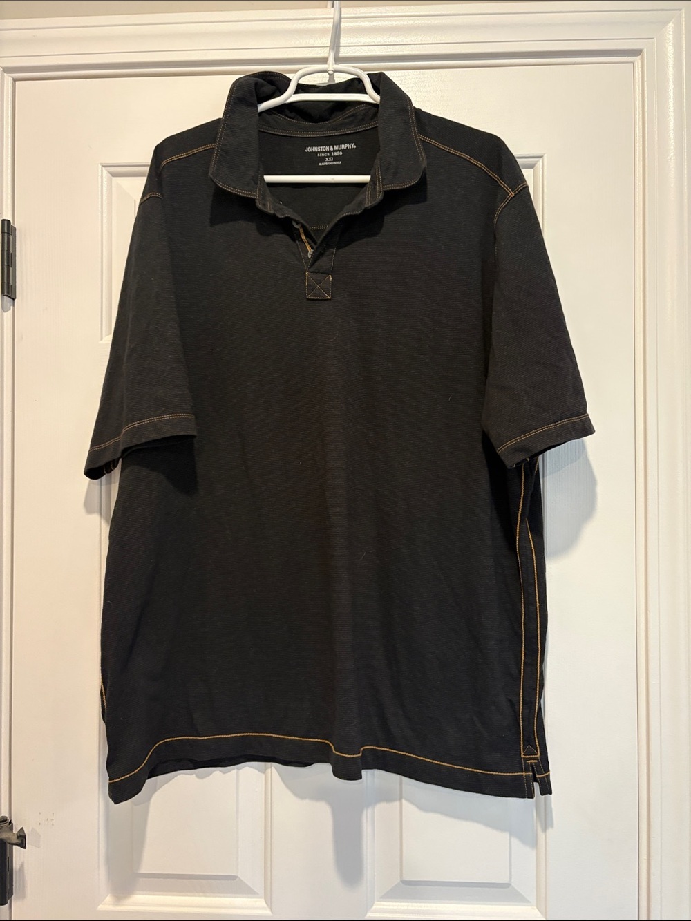 Johnston & Murphy Black Polo with Tan Contrast Stitching